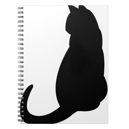 Cat Kitten Sitting Silhouette Outline Black Notitieboek (Voorkant)