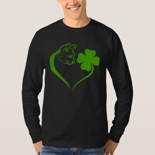 Cat  Kitten St Patricks Day Shamrock Irish  Heart T-shirt (Voorkant)
