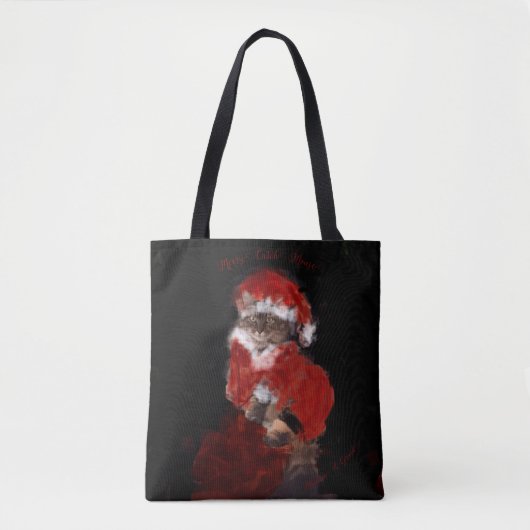 Cat Kitten Tiger Maureen Girard Kerst Winter Tote Bag (Voorkant)