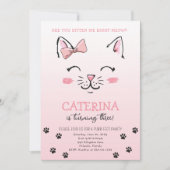 Cat Kitten verjaardagsfeestje uitnodigen Kaart (Voorkant)