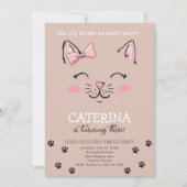 Cat Kitten verjaardagsfeestje uitnodigen Kaart (Voorkant)