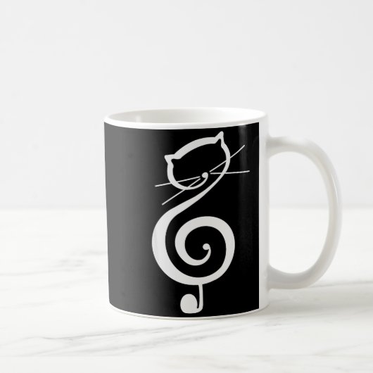 Cat Kitty Treble Music Clef Funny Cat Music Notes  Koffiemok (Rechts)