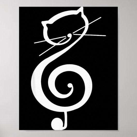 Cat Kitty Treble Music Clef Funny Cat Music Notes Poster (Voorkant)
