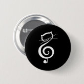 Cat Kitty Treble Music Clef Funny Cat Music Notes Ronde Button 5,7 Cm (Voorkant /achterkant)
