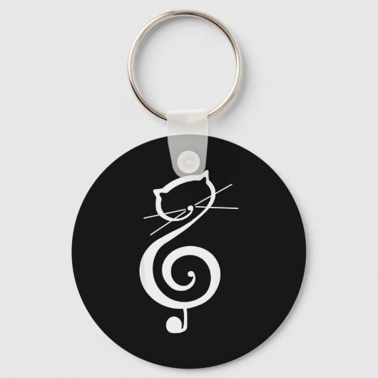 Cat Kitty Treble Music Clef Funny Cat Music Notes  Sleutelhanger (Voorkant)