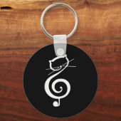 Cat Kitty Treble Music Clef Funny Cat Music Notes  Sleutelhanger (Voorkant)