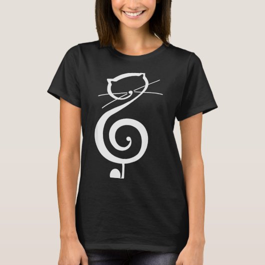 Cat Kitty Treble Music Clef Funny Cat Music Notes  T-shirt (Voorkant)