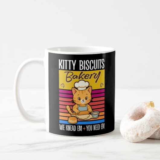 Cat Kneading Baker Kitty Biscuits We Knead Em You Koffiemok (Met donut)