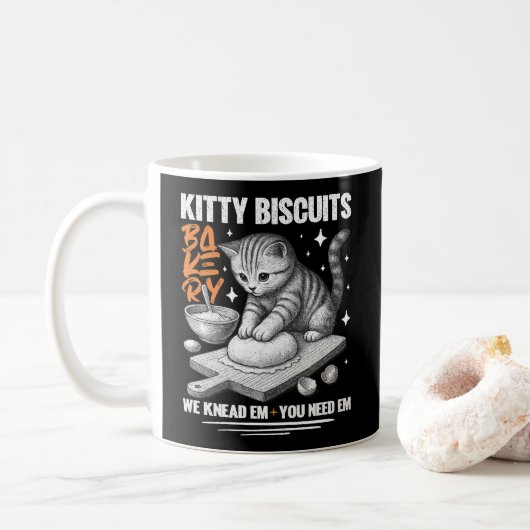 Cat Kneading Baker Kitty Biscuits We Knead Em You Koffiemok (Met donut)