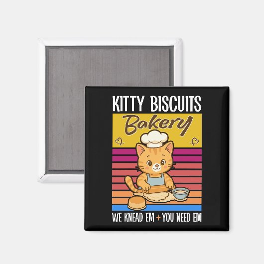 Cat Kneading Baker Kitty Biscuits We Knead Em You Magneet (Voorkant / Achterkant)
