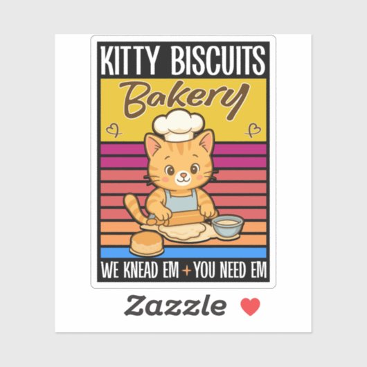 Cat Kneading Baker Kitty Biscuits We Knead Em You Sticker (Vel)