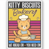 Cat Kneading Baker Kitty Biscuits We Knead Em You Sticker (Voorkant)
