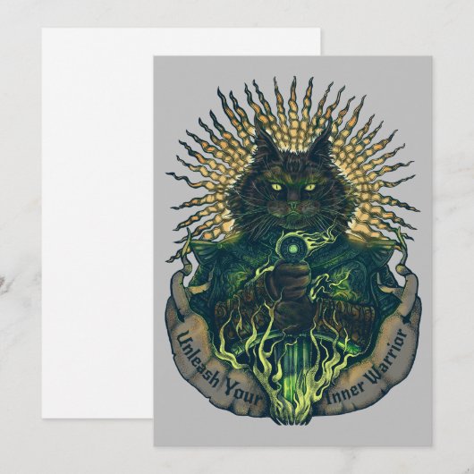 Cat Knight briefkaart print (Voorkant / Achterkant)