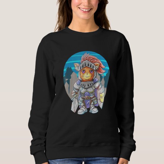 Cat Knight Cute a Cat Kitten Kat Parody Trui (Voorkant)