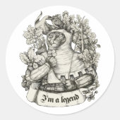 Cat Knight  print Ronde Sticker (Voorkant)