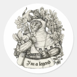 Cat Knight print Ronde Sticker