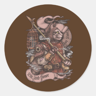 Cat Knight print Ronde Sticker