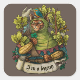 Cat Knight print Vierkante Sticker