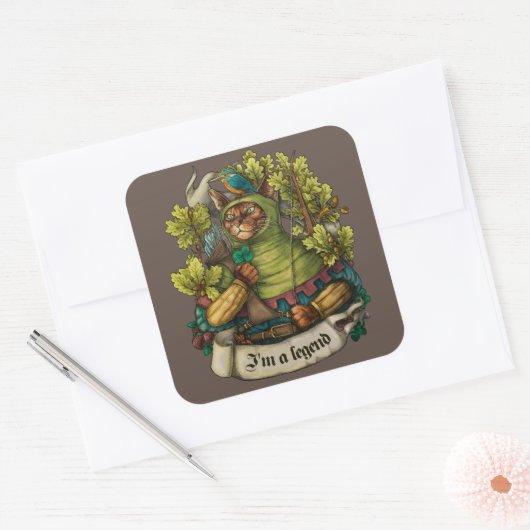 Cat Knight  print Vierkante Sticker (Envelop)