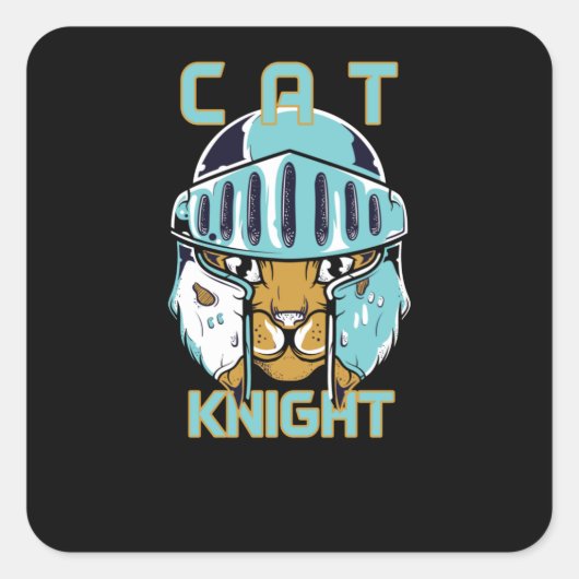Cat Knight Vierkante Sticker (Voorkant)