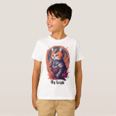 Cat Knight Warrior met vuur T-shirt (Voorkant volledig)