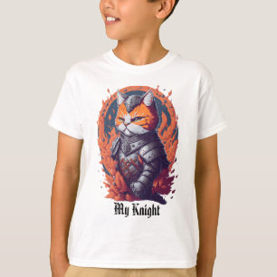 Cat Knight Warrior met vuur T-shirt