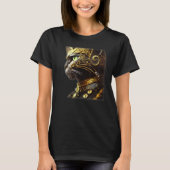 Cat Knight Wearing Gold Filigree Armor Black T-shirt (Voorkant)
