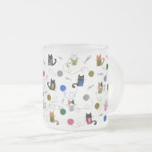 Cat Knitting Gift, Cat with Yarn, Cat Mam Gift Matglas Koffiemok (Voorkant rechts)