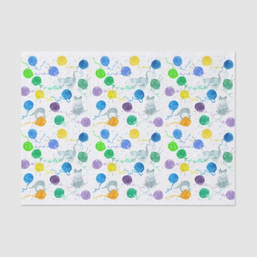 Cat Knitting Yarn Tissuepapier (Voorkant)