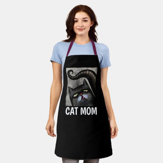 CAT-KUNSTKUNSTKITCHEN SCHORTEN VOOR MOM BLACK CAT (Gedragen)