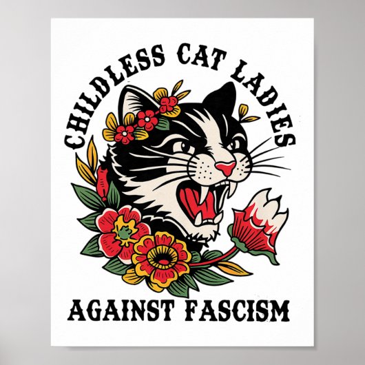 Cat Ladies Against Fascism Feminist Poster (Voorkant)