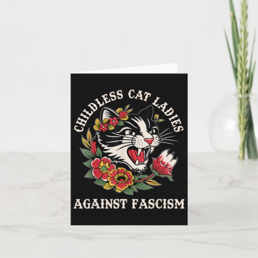 Cat Ladies Against Fascism Funny Cat Feminist 2 Kaart (Voorkant)