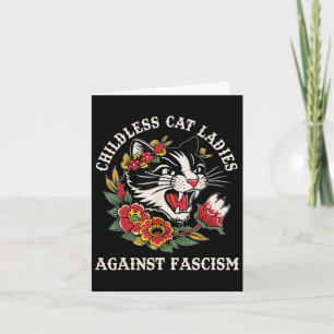 Cat Ladies Against Fascism Funny Cat Feminist 2 Kaart