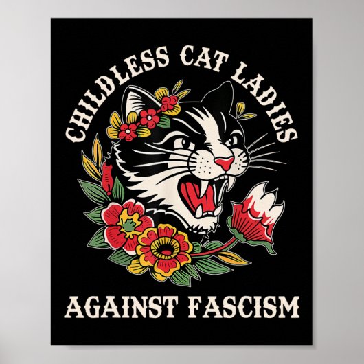 Cat Ladies Against Fascism Funny Cat Feminist 2 Poster (Voorkant)