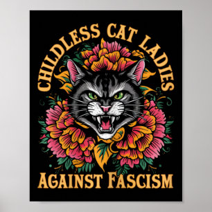 Cat Ladies Against Fascism President Kamala Harris Poster