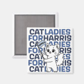 Cat Ladies For Kamala Harris for President 2024 Magneet (Voorkant / Achterkant)