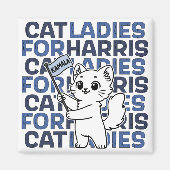 Cat Ladies For Kamala Harris for President 2024 Magneet (Voorkant)