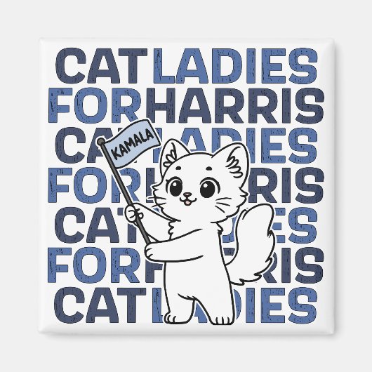 Cat Ladies For Kamala Harris for President 2024 Magneet (Voorkant)