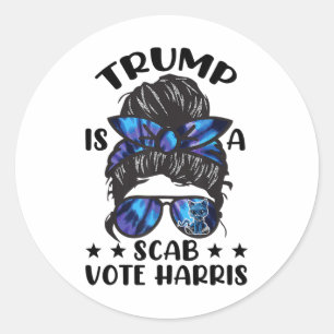 Cat Ladies Messy Bun Grappig Trump is een schurk s Ronde Sticker