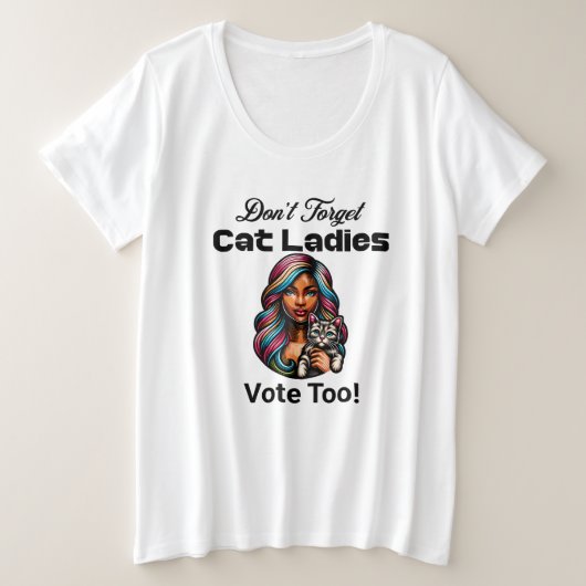 Cat Ladies Stem ook! Harris Walz 2024 Grote Maat T-shirt (Design voorkant)