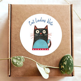 Cat Ladies Stem Script Rustieke Feminist Bold Scha Ronde Sticker
