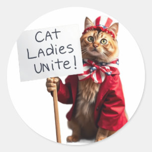 Cat Ladies Unite Kamala Harris voor President Funn Ronde Sticker