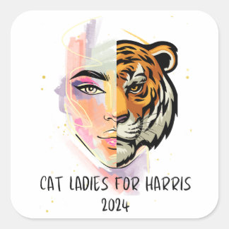 Cat Ladies voor Harris 2024 Vierkante Sticker
