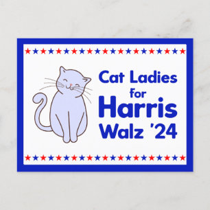 Cat Ladies voor Harris Walz 2024 verkiezingen Briefkaart