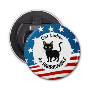 Cat Ladies voor Harris/Walz Design Button Flesopener
