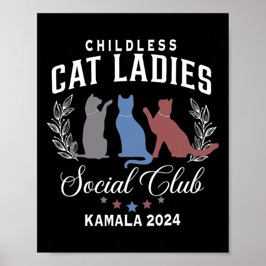 Cat Ladies voor Kamala Harris 2024 Poster (Voorkant)