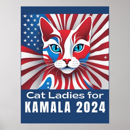 Cat Ladies voor Kamala Harris President 2024 Poste Poster (Voorkant)
