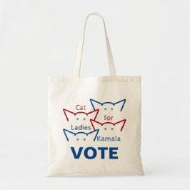 Cat Ladies voor Kamala Harris Stem Oren ASCII Tote Bag