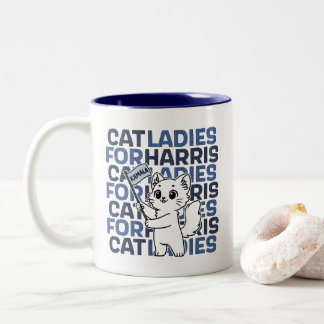 Cat Ladies voor Kamala Harris voor President 2024 Tweekleurige Koffiemok