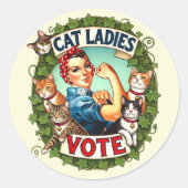 Cat Ladies Vote Ronde Sticker (Voorkant)